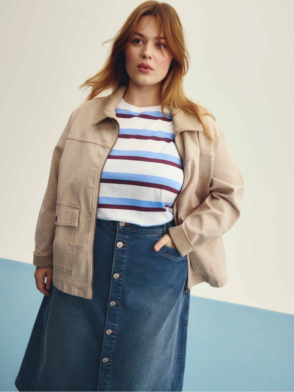 Cotton Blend Barn Jacket Oxford Tan